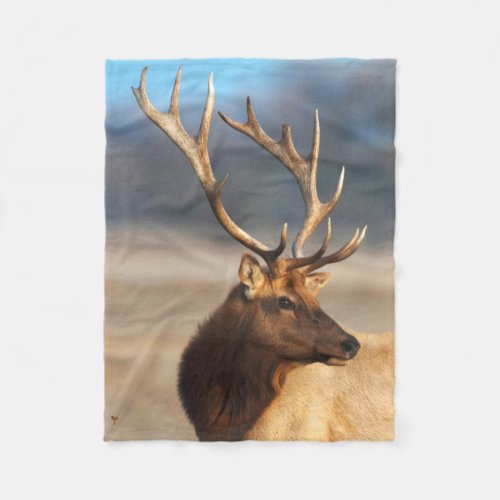 Portrait of a Stunning Bull Elk Fleece Blanket