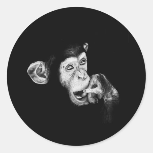 Portrait of a thinker Chimpanzee Classic Round Sticker