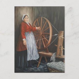'Portrait of A Welsh Lady Spinning Wool' Postcard