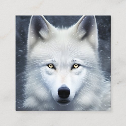 Portrait of a White Wolf on a Hill Cinematic 4K Square Business Card