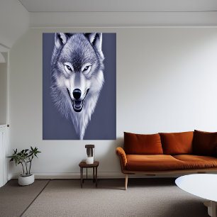 Portrait of a wolf AI Art Poster