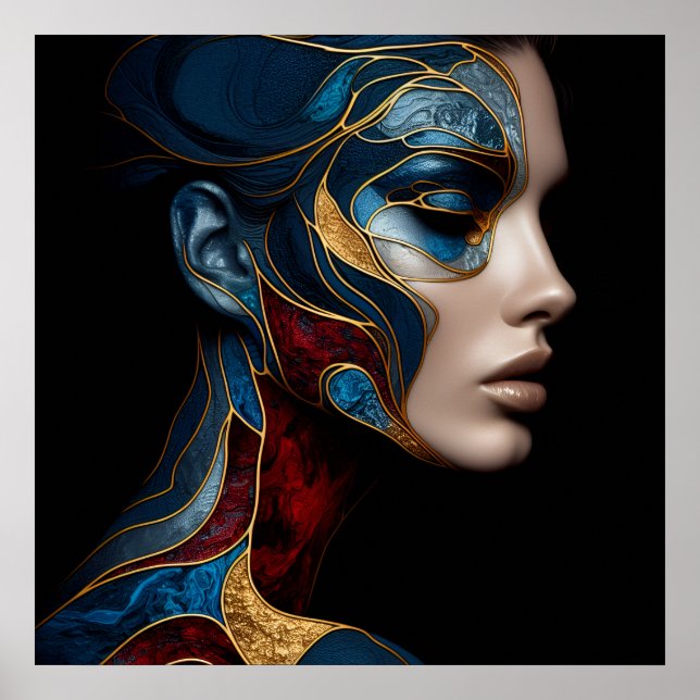 Portrait Of A Woman In Abstract Poster (Front)