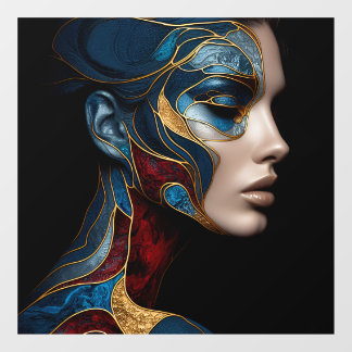 Portrait Of A Woman In Abstract Window Cling