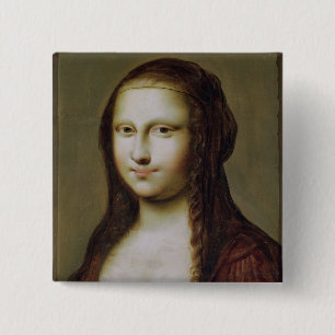 Portrait of a Woman Inspired by the Mona Lisa Button
