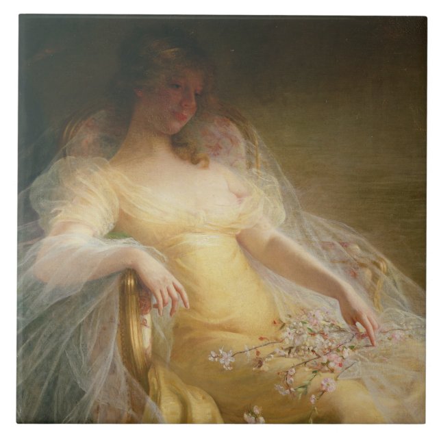 Portrait of a Woman (oil on canvas) Ceramic Tile (Front)