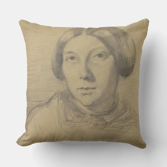 Portrait of a woman, possibly George Sand (1804-76 Throw Pillow (Front)