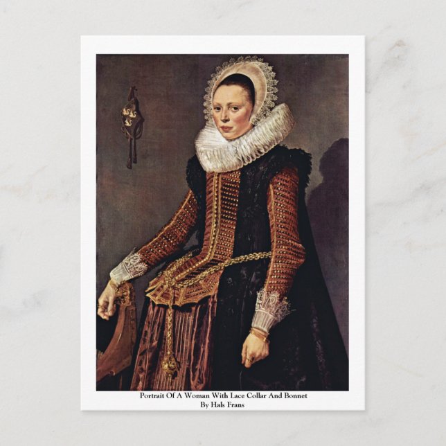 Portrait Of A Woman With Lace Collar And Bonnet Postcard (Front)