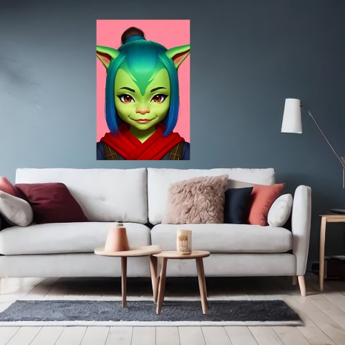 Portrait of a women  human goblin  AI Art Poster