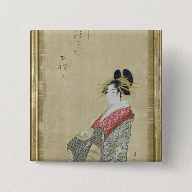 Portrait of a young courtesan button (Front)