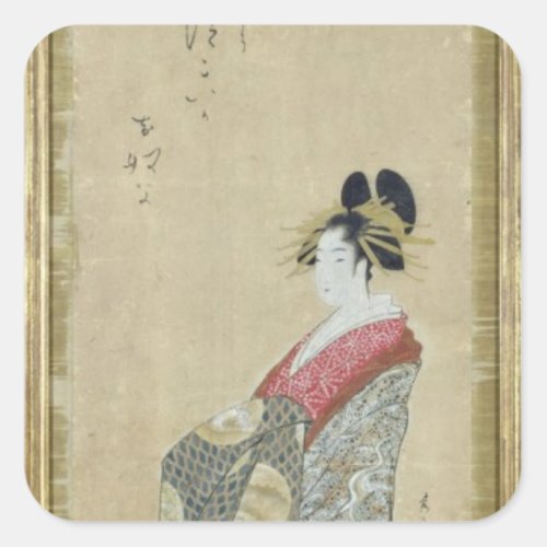 Portrait of a young courtesan square sticker