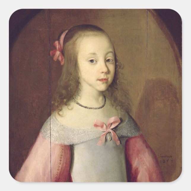 Portrait of a Young Girl, 1651 Square Sticker (Front)