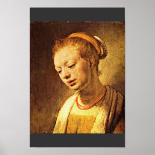 Portrait Of A Young Girl By Rembrandt Harmensz. Poster