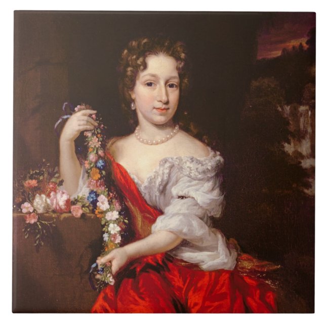 Portrait of a Young Lady (oil on canvas) Ceramic Tile (Front)