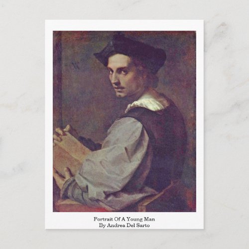 Portrait Of A Young Man By Andrea Del Sarto Postcard