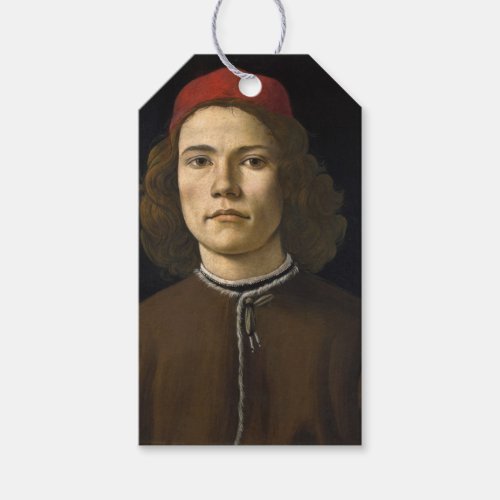 Portrait of a Young Man by Sandro Botticelli Gift Tags