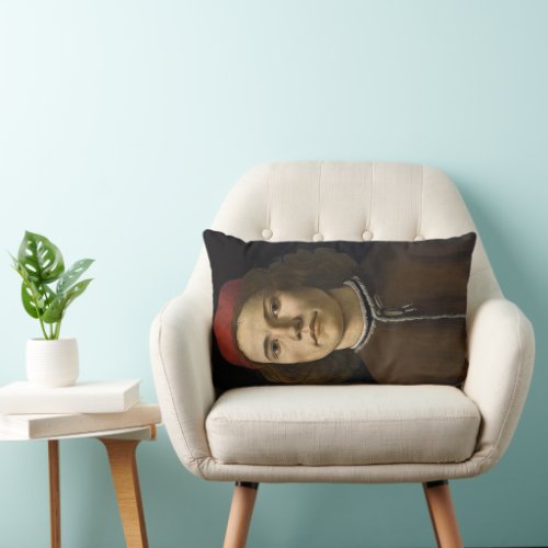 Portrait of a Young Man by Sandro Botticelli Lumbar Pillow