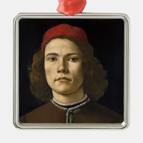 Portrait of a Young Man by Sandro Botticelli Metal Ornament