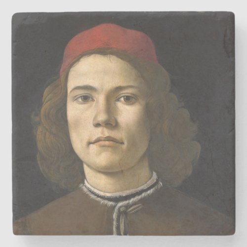 Portrait of a Young Man by Sandro Botticelli Stone Coaster