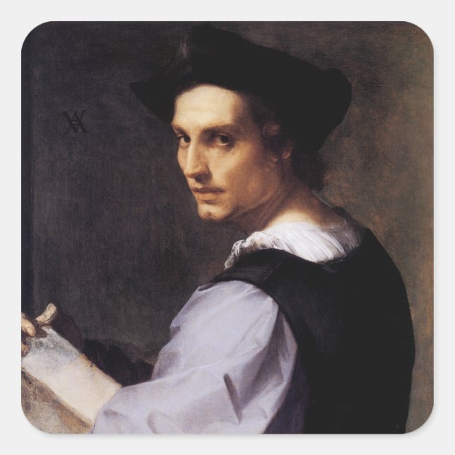 Portrait of a Young Man Square Sticker (Front)