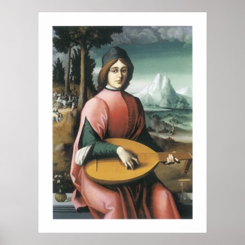 Portrait of a Young Man with a Lute Poster