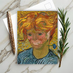 Portrait of a Young Man with Cornflower, Van Gogh Postcard<br><div class="desc">Vincent van Gogh painted Portrait of a Young Man with Cornflower ( french: Jeune homme au bleuet), a vibrant depiction of a young inhabitant of Auvers-sur-Oise, in June 1890, the penultimate month of his life. With a fiery wave of sun-bleached, tousled hair, bright green eyes, and rosy cheeks, this young,...</div>