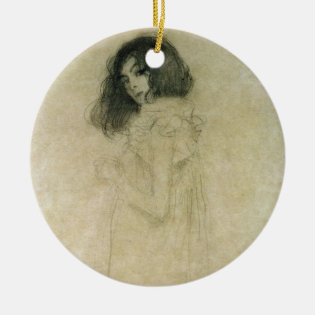 Portrait of a young woman, 1896-97 ceramic ornament (Front)