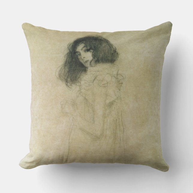 Portrait of a young woman, 1896-97 throw pillow (Front)