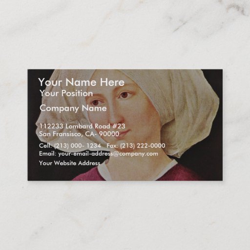 Customizable Portrait Of A Young Woman  By Schongauer Martin (B Business Card Template