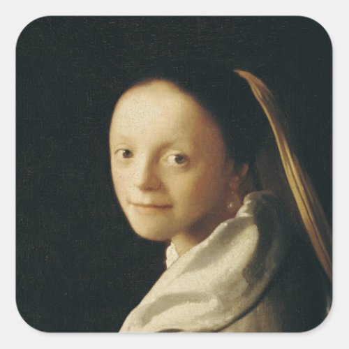 Portrait of a Young Woman c1663_65 Square Sticker
