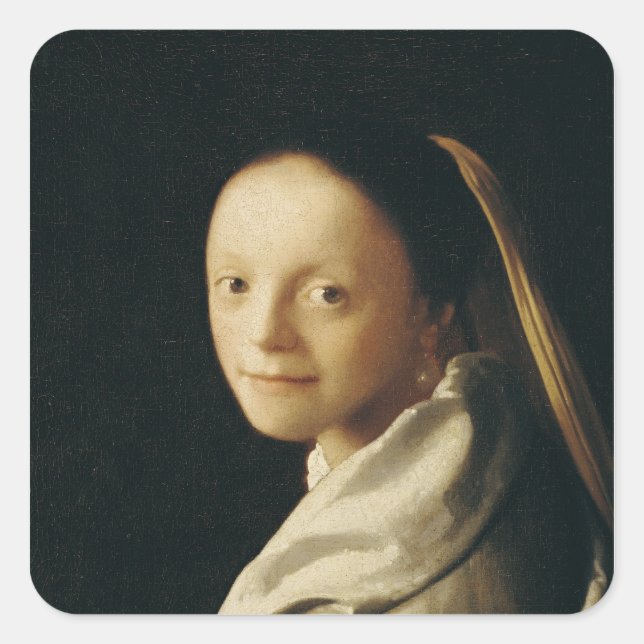 Portrait of a Young Woman, c.1663-65 Square Sticker (Front)
