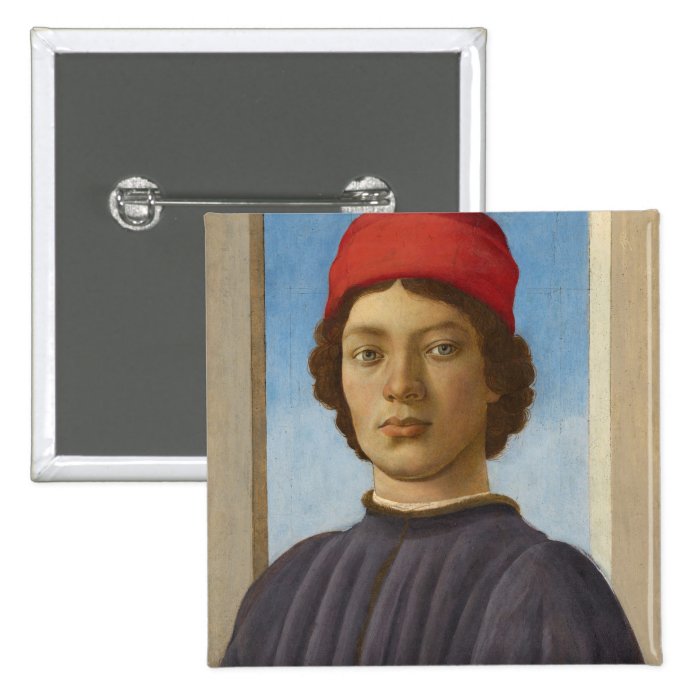 Portrait of a Youth, c.1485 (oil & tempera) Pinback Buttons