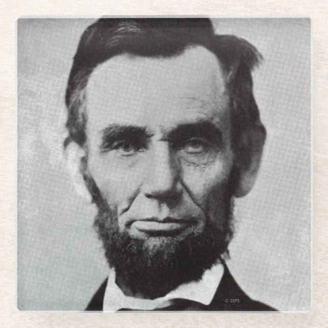 Portrait of Abe Lincoln 2 Glass Coaster (Front)