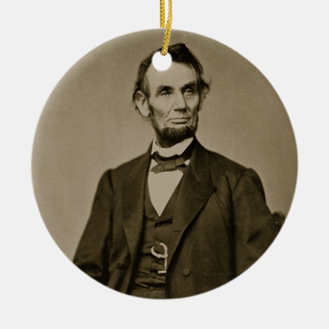Portrait of Abraham Lincoln (1809-65) (b/w photo) Ceramic Ornament (Front)