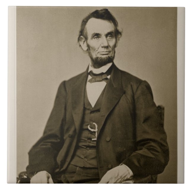 Portrait of Abraham Lincoln (1809-65) (b/w photo) Tile (Front)