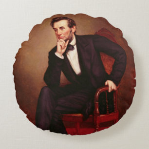 Portrait of Abraham Lincoln Round Pillow