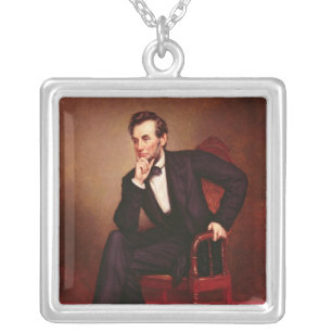 Portrait of Abraham Lincoln Silver Plated Necklace