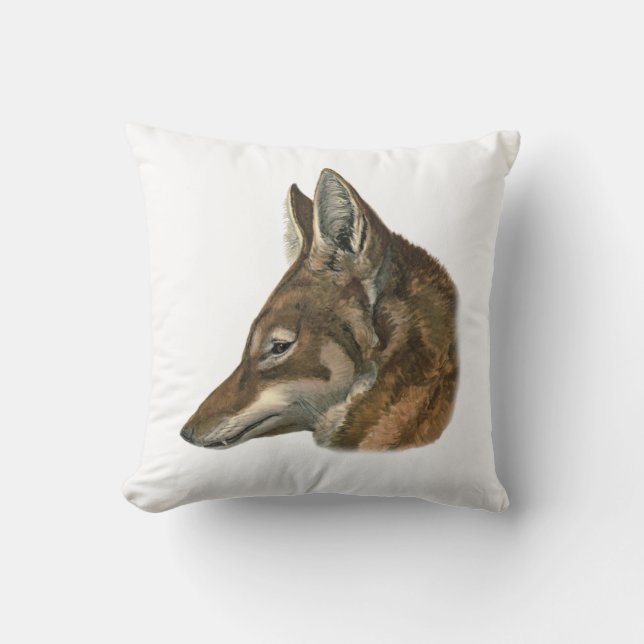Portrait of Abyssinian Wolf Throw Pillow (Front)