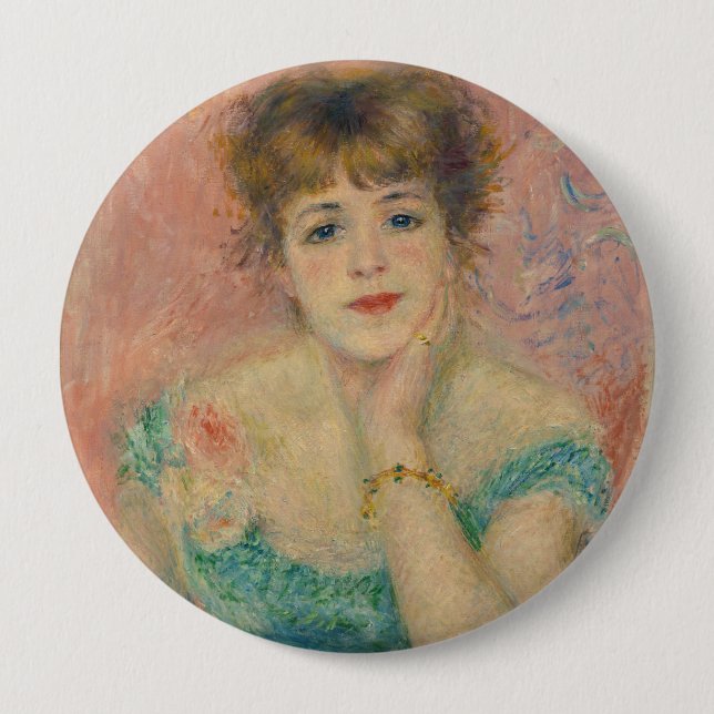 Portrait of Actress Jeanne Samary, Auguste Renoir Button (Front)