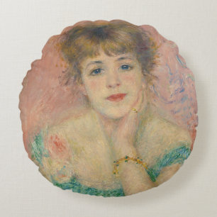 Portrait of Actress Jeanne Samary, Auguste Renoir Round Pillow