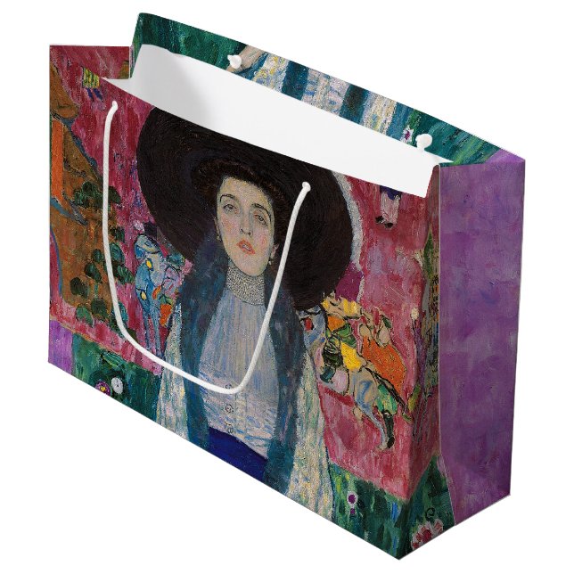 Portrait of Adele Bloch Bauer, Gustav Klimt Large Gift Bag (Front Angled)