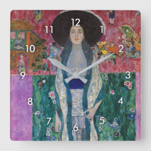 Portrait of Adele Bloch Bauer, Gustav Klimt Square Wall Clock