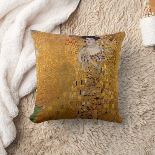 Portrait of Adele Bloch_Bauer Gustav Klimt Throw Pillow