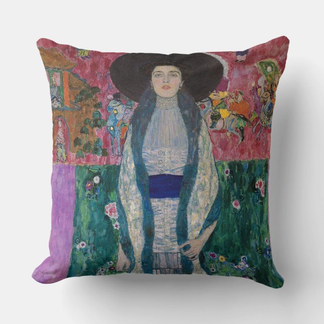 Portrait of Adele Bloch Bauer, Gustav Klimt Throw Pillow (Front)