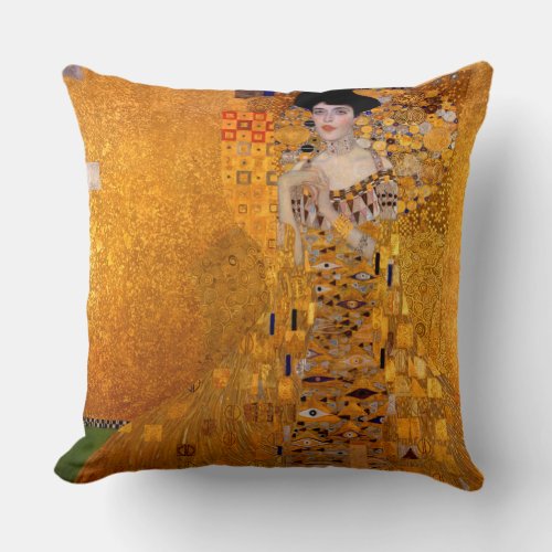 Portrait of Adele Bloch_Bauer I 1907 by Klimt Throw Pillow