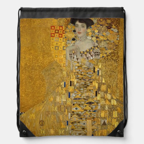 Portrait of Adele Bloch_Bauer I by Gustav Klimt Drawstring Bag