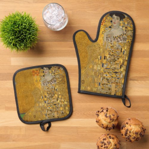 Portrait of Adele Bloch_Bauer I by Gustav Klimt Oven Mitt  Pot Holder Set