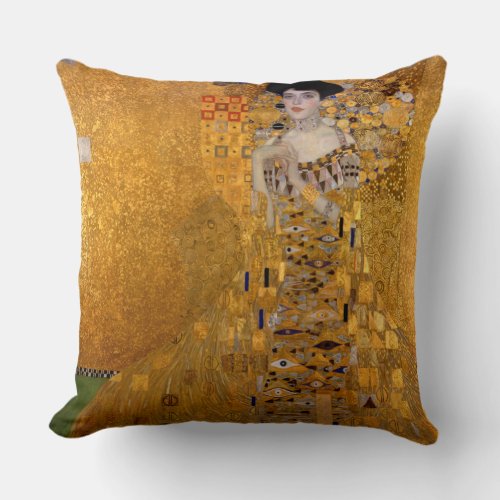  Portrait of Adele Bloch_Bauer I by Gustav Klimt  Throw Pillow