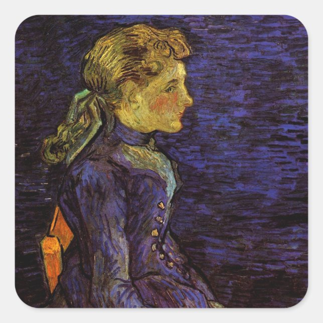 Portrait of Adeline Ravoux by Vincent van Gogh Square Sticker (Front)