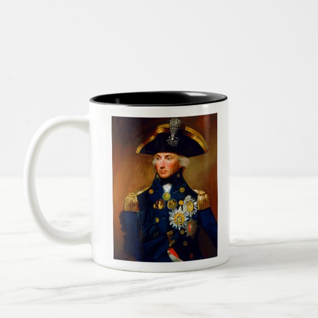Portrait of Admiral Horatio Nelson Two-Tone Coffee Mug (Left)