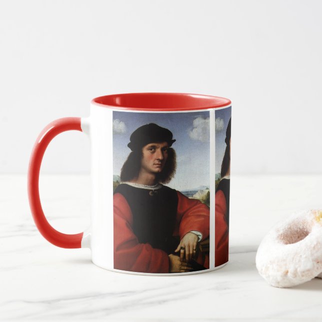 Portrait of Agnolo Doni by Raphael Sanzio Mug (With Donut)